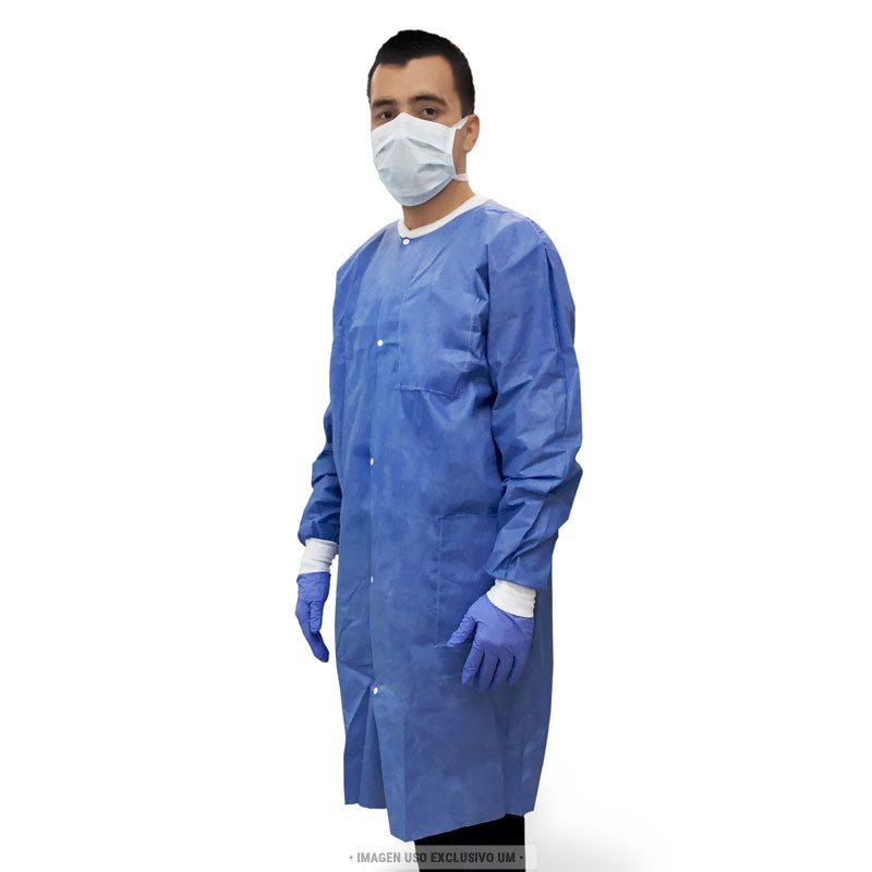 Bata laboratorio manga larga azul